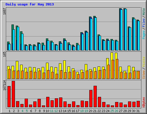 Daily usage for May 2013