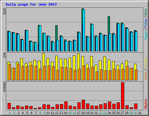 Daily usage for June 2013