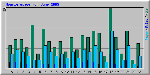 Hourly usage for June 2005