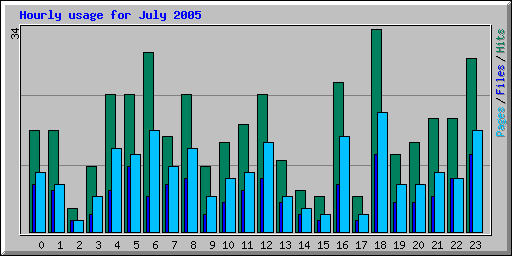 Hourly usage for July 2005