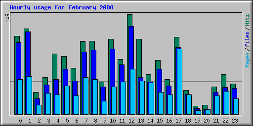 Hourly usage for February 2008