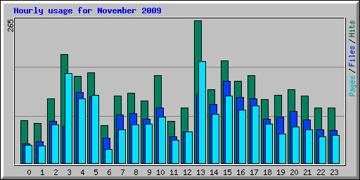 Hourly usage for November 2009