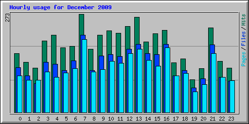 Hourly usage for December 2009