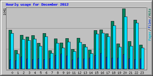 Hourly usage for December 2012